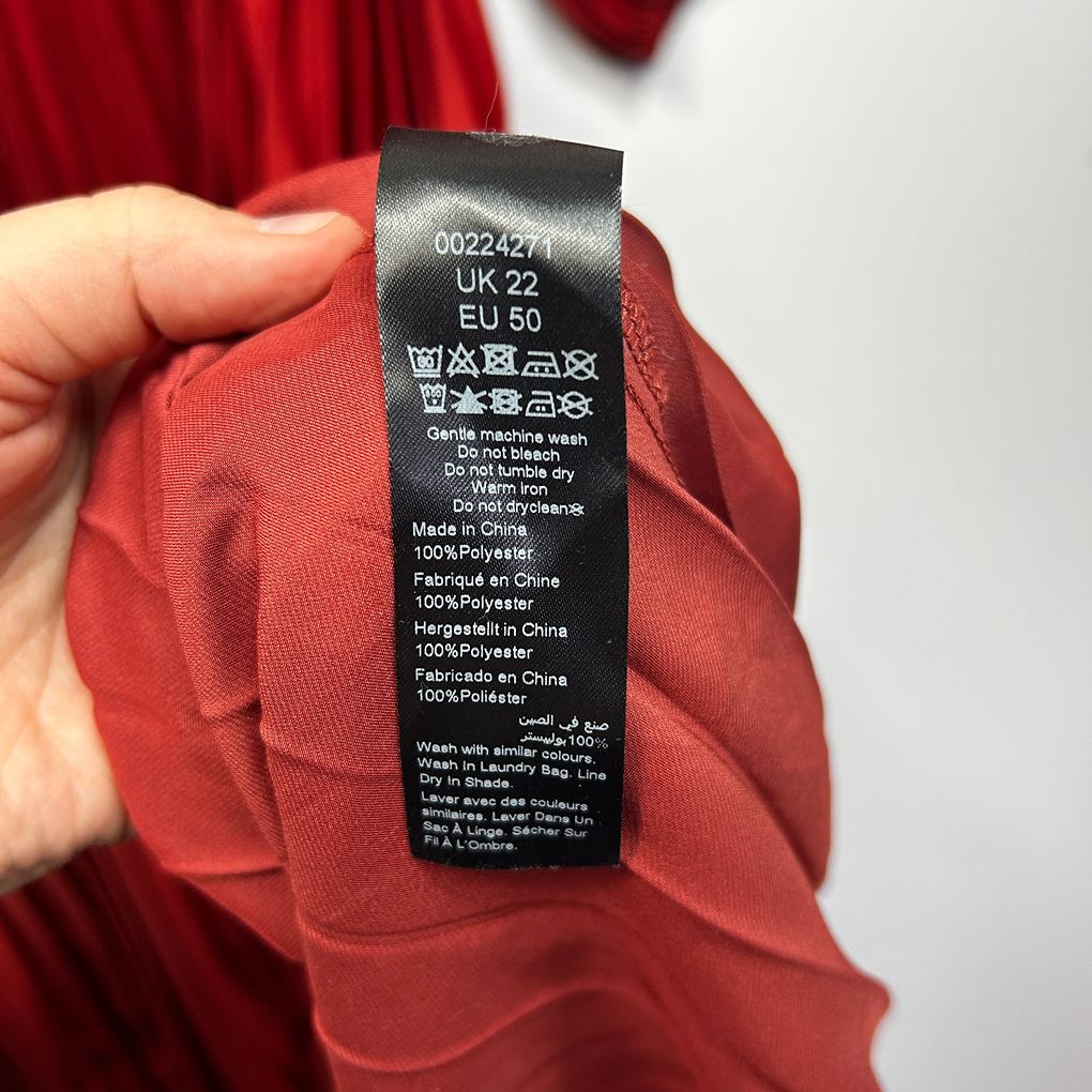 City Chic Red Pleated Maxi Dress - Size 22/XL