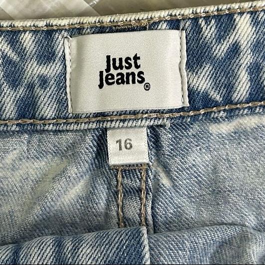 Just Jeans Mid Rise Distressed Hem Cotton Denim Skirt - Size 16