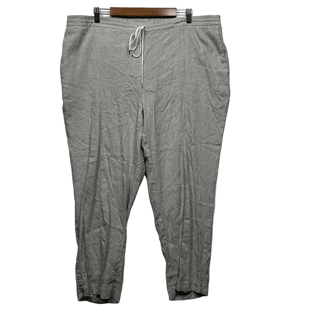 Sportscraft Grey Stripe Linen Drawstring Pants - Size 18