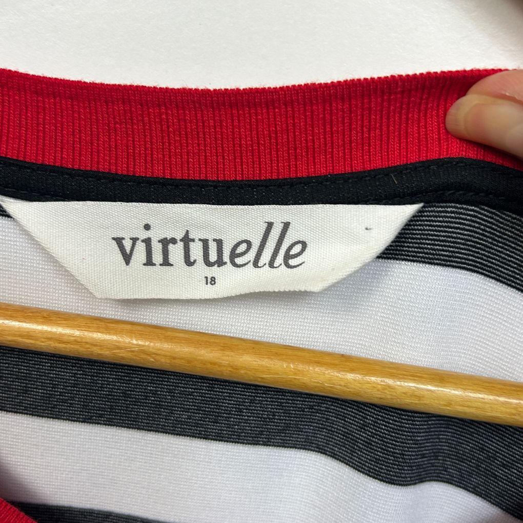 Virtuelle Black and White Striped Top - Size 18