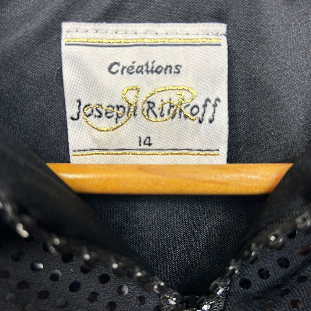 Vintage Joseph Ribkoff Black Sparkle Zip Up Jacket - Size 14