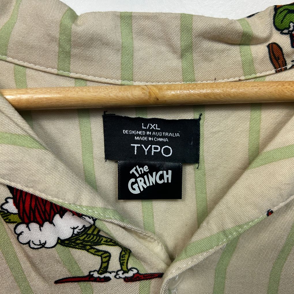 The Grinch Typo Beige Christmas Shirt - Size L/XL