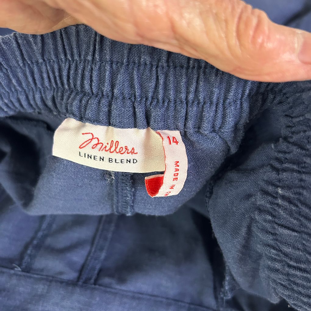 Millers Navy Linen Shorts - Size 14