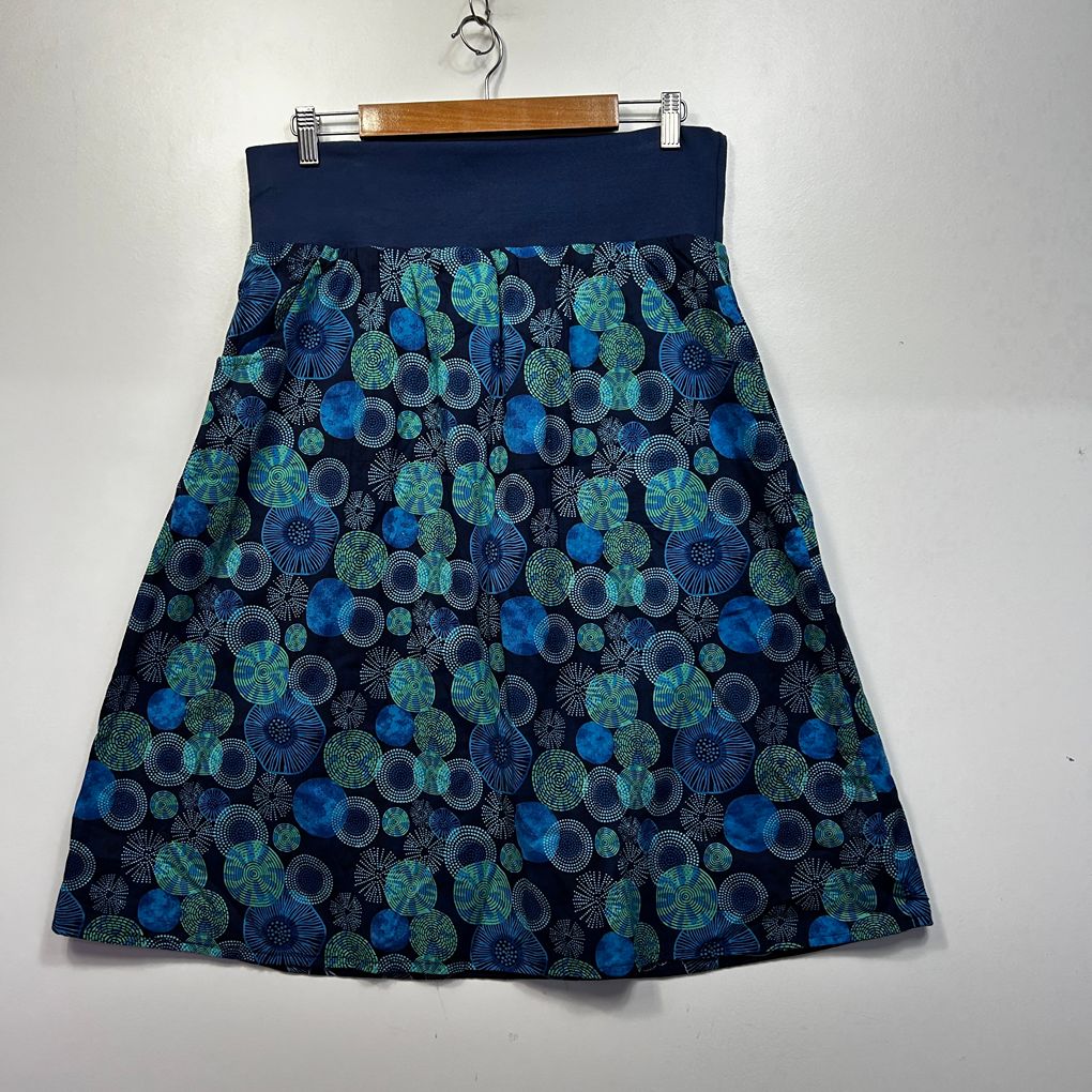 Blue Teal Boho Print Reversible Skirt - Size 14?