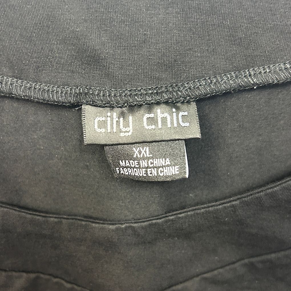 City Chic Black Cotton Cami Top - Size 24/XXL