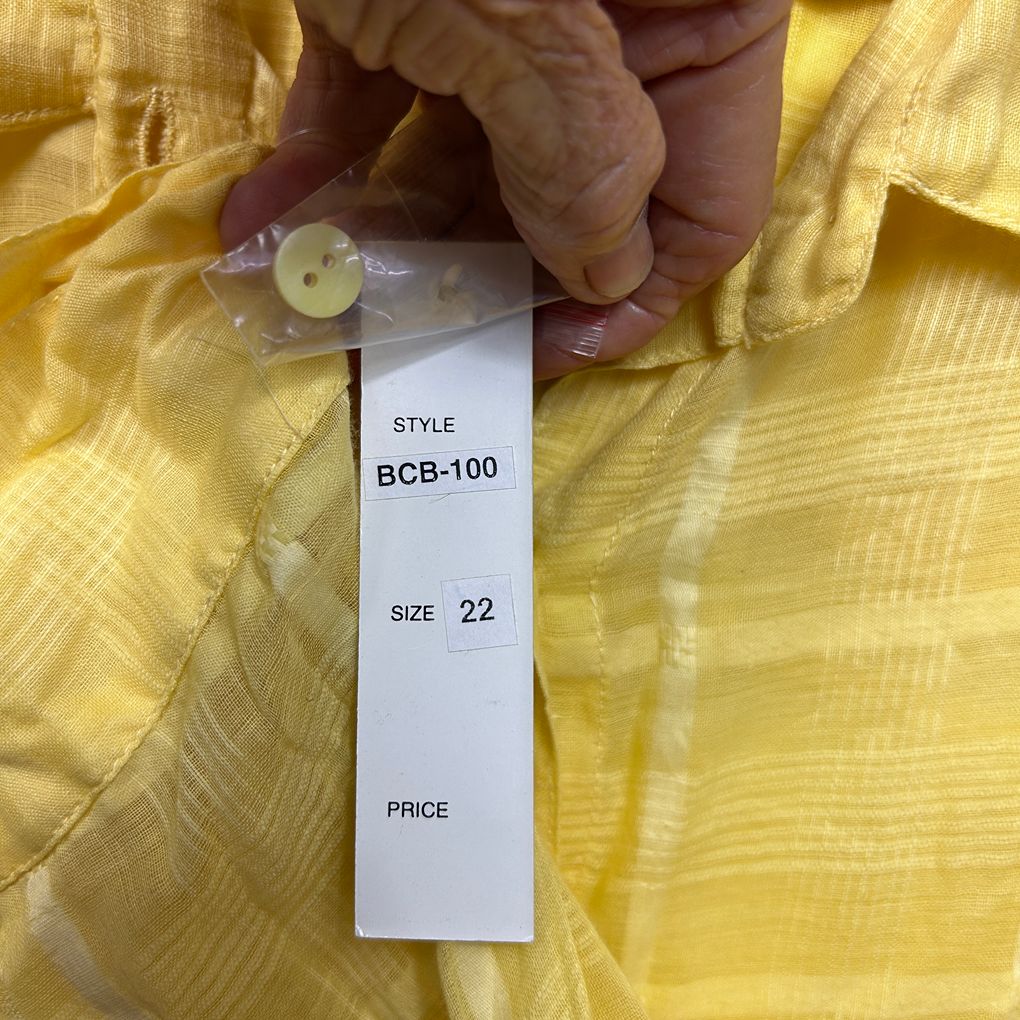 Potpourri Yellow Plus Size Cotton Shirt - Size 22