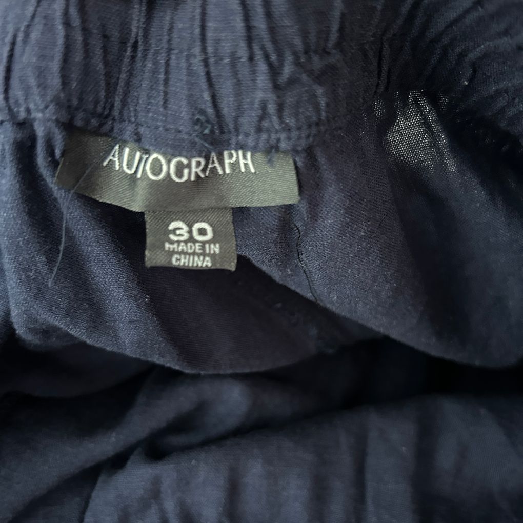 Autograph Navy Linen Pull On Pants - Size 30