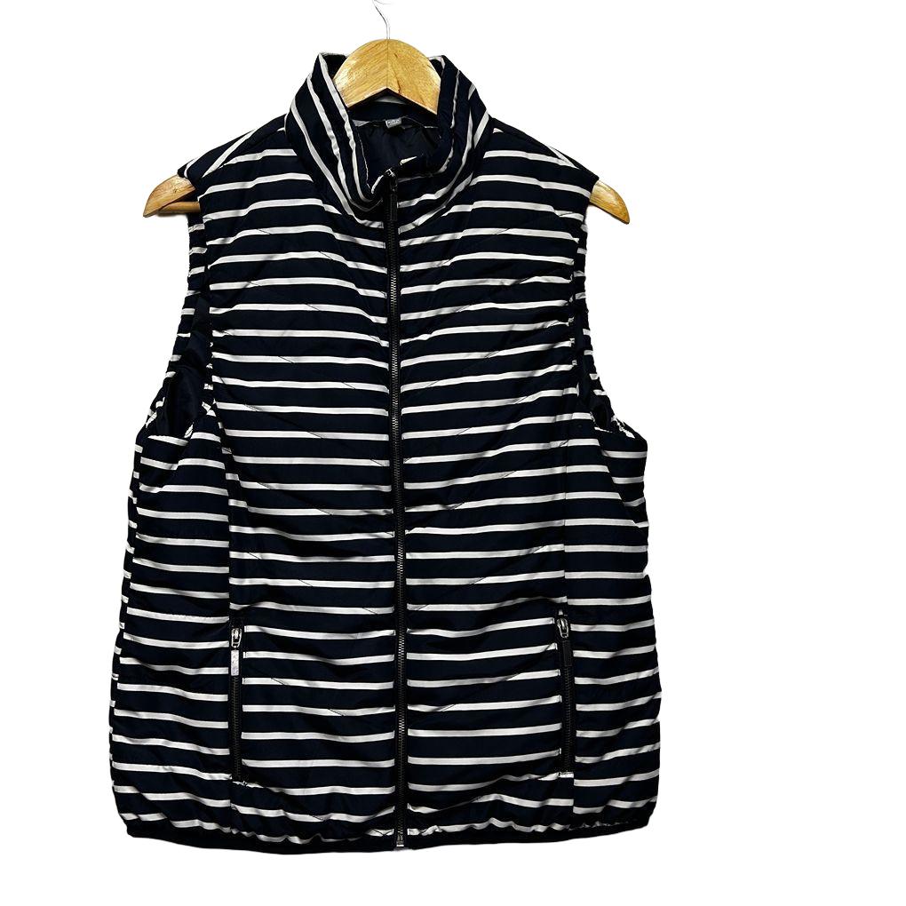 Suzanne Grae Navy Striped Puffer Vest - Size L