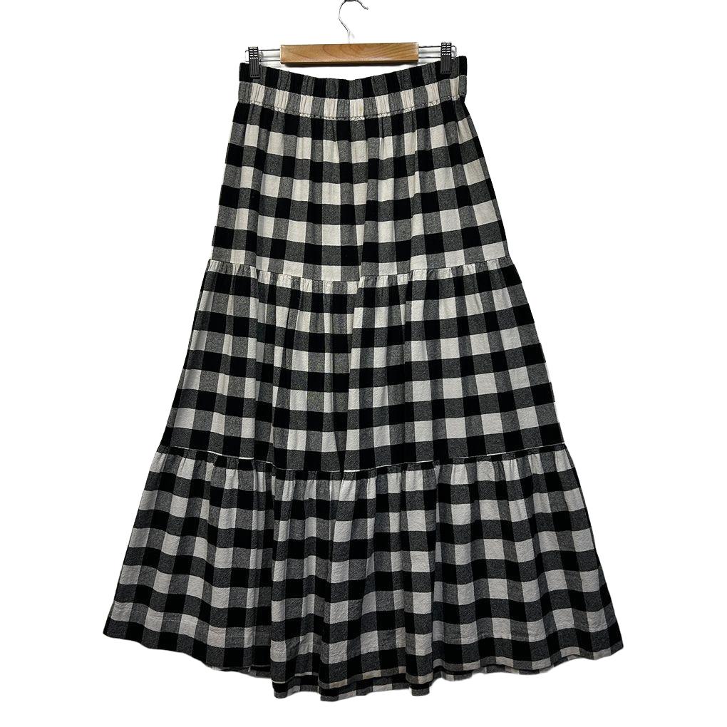 Mister Zimi Black White Gingham Cotton Skirt - Size 14