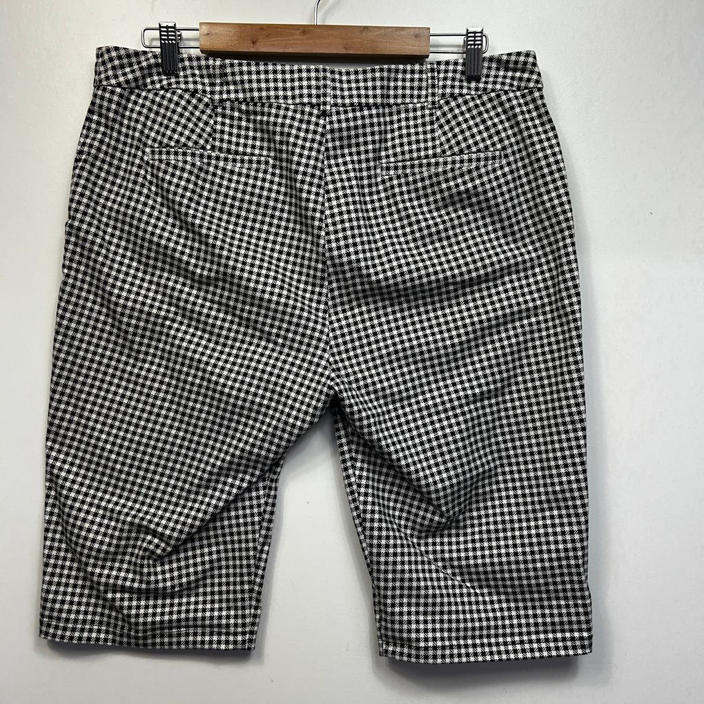 Preview Black and White Gingham Check Cotton Shorts - Size 16