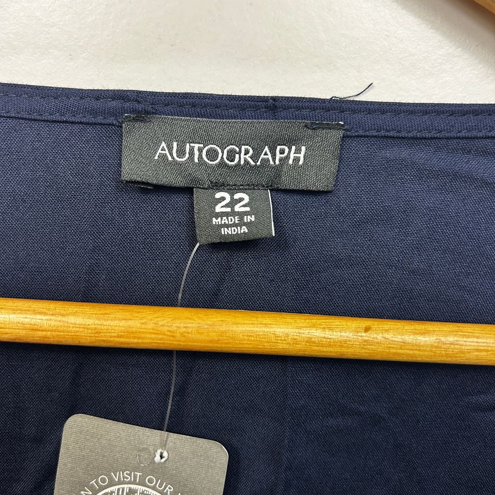 Autograph Navy Lace Trim Top - Size 22