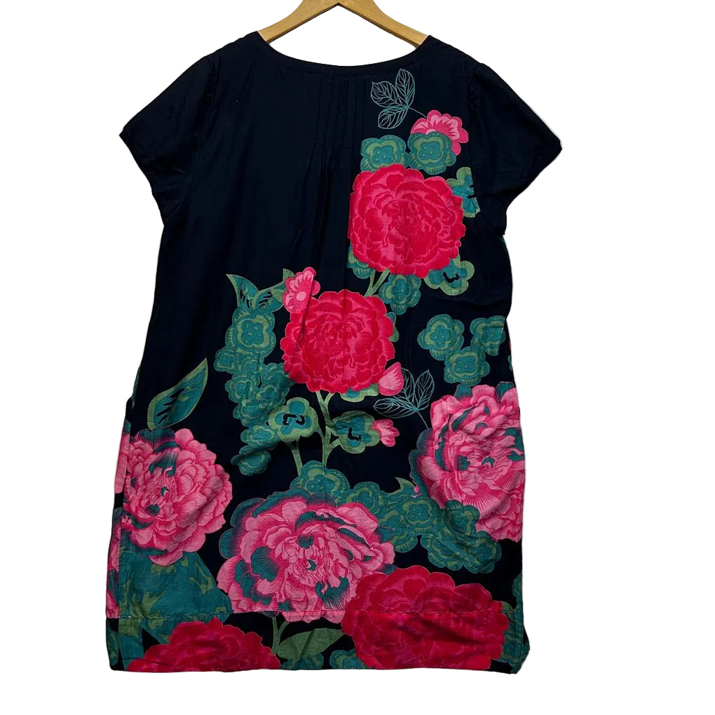 Virtuelle Navy Floral Cotton Dress - Size 16