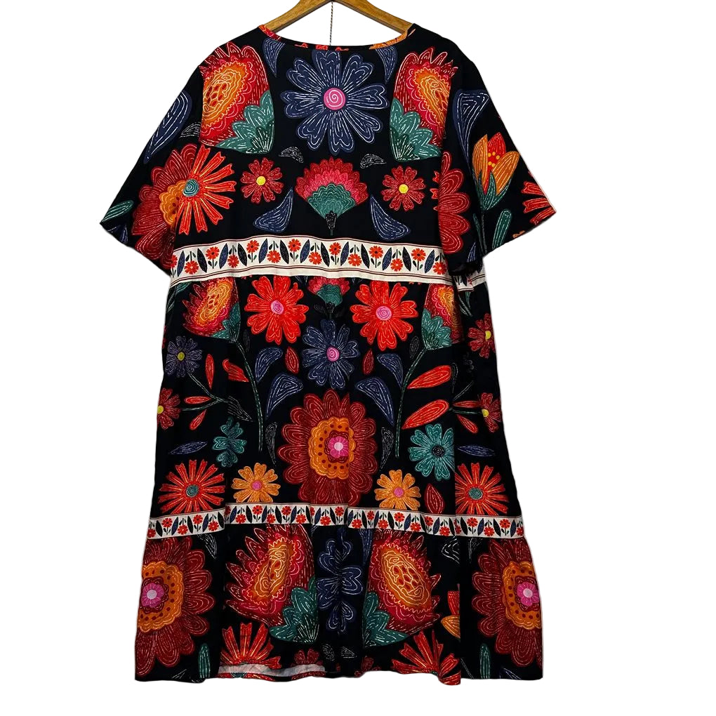 Emery Rose Black Floral Plus Size Dress - Size 4XL