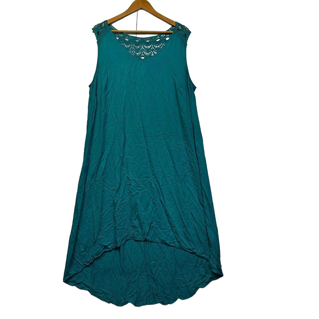 Autograph Teal Crochet Trim Maxi Sleeveless Dress - Size 18
