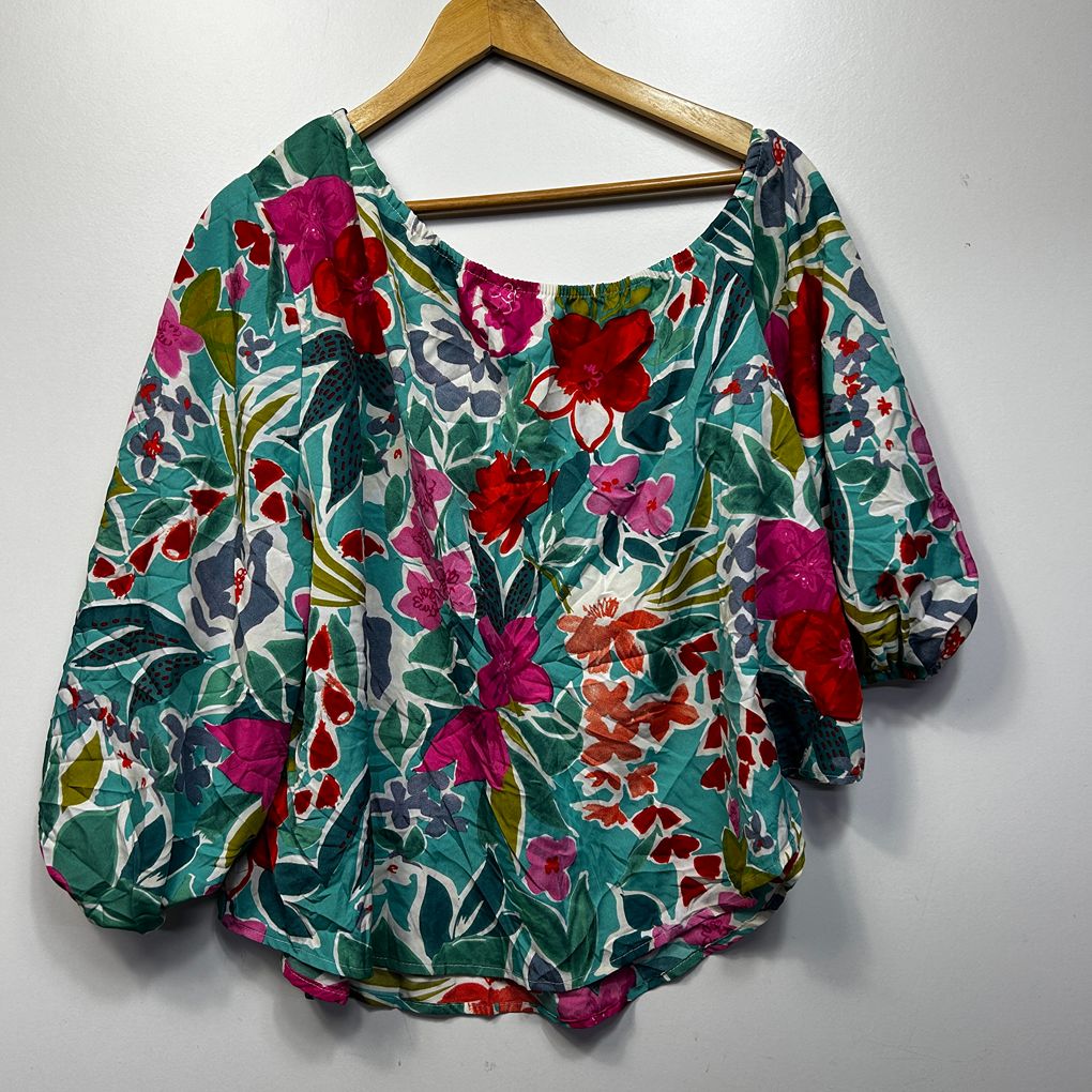 Shein Multicoloured Floral One Shoulder Top - Size 2XL