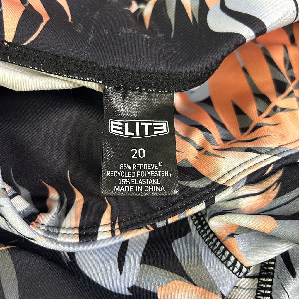 Elite Black Tropical Print Bike Shorts - Size 20