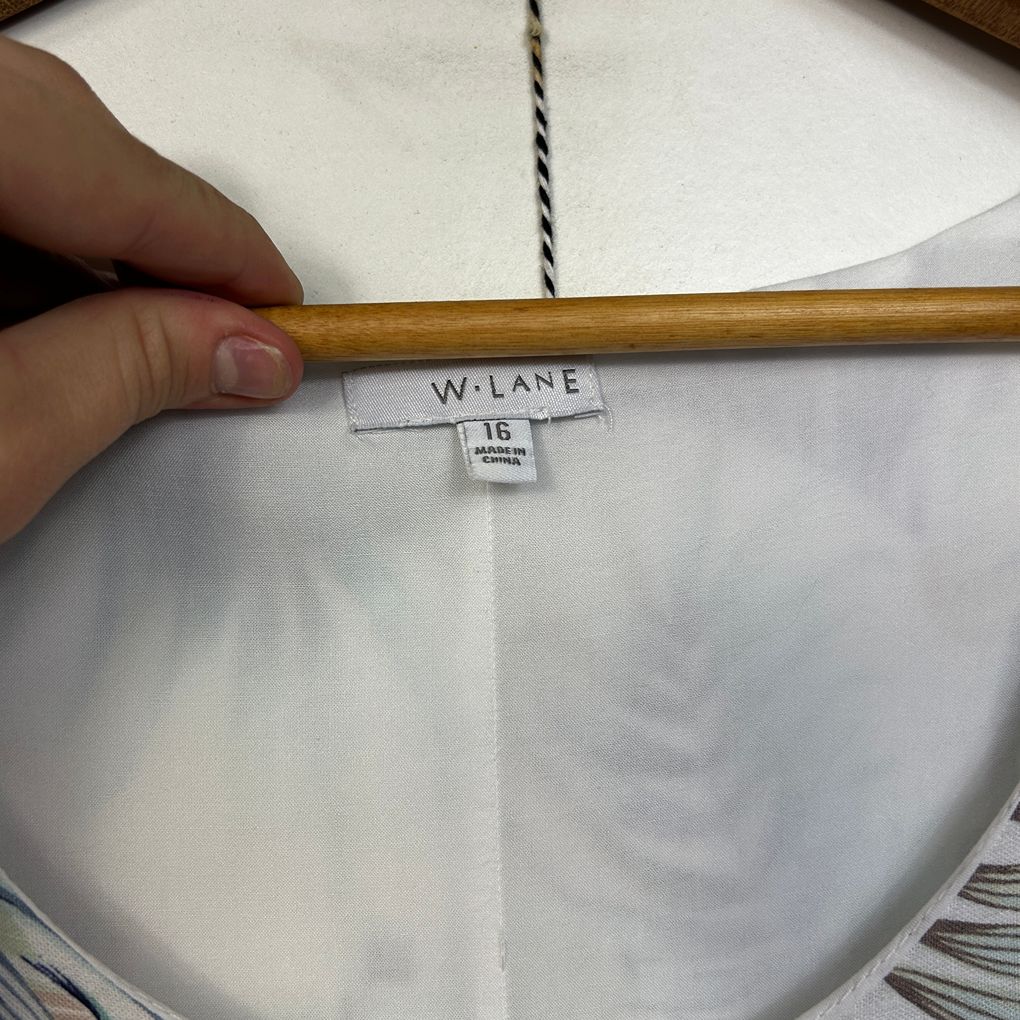 W.Lane White Floral Linen Dress - Size 16