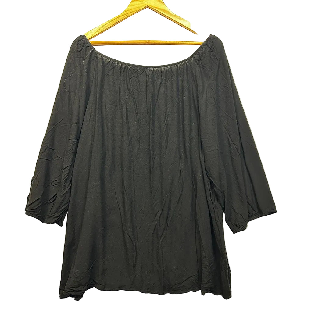 Autograph Black Embroidered Boho Top - Size 22