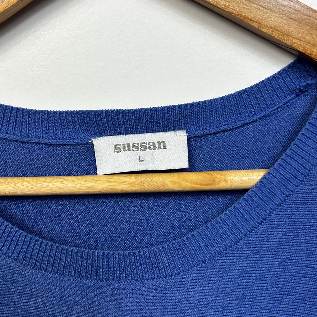Sussan Blue Cotton Knit Top Jumper - Size L