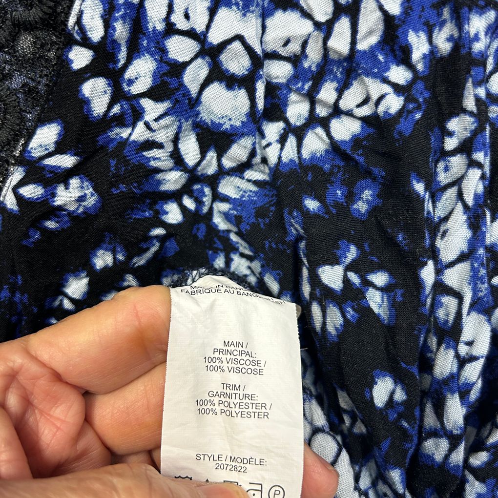 Rockmans Blue Black Print Plus Size Top - Size 18
