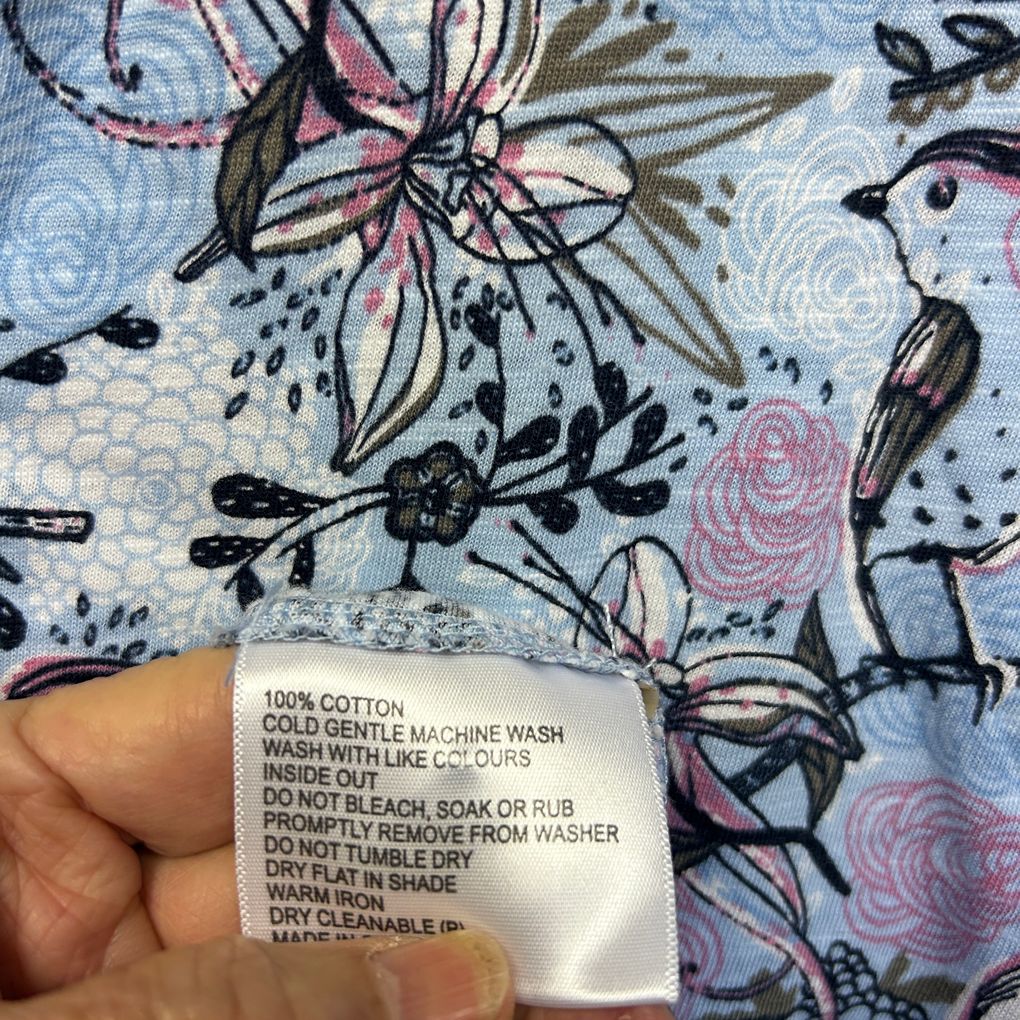 Black Pepper Blue Floral Cotton Shirt - Size 16