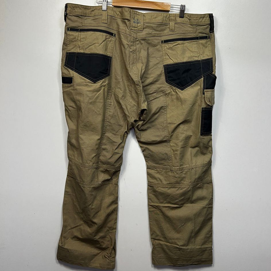Bisley Khaki Flx & Move Cotton Work Pants - Size 127S / 5XL