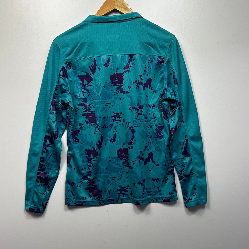 Teal Print Quarter Zip Activewear Top - Size 2XL