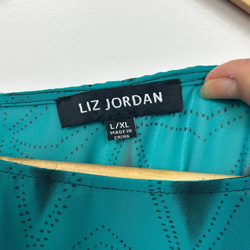 Liz Jordan Teal Sheer Kaftan Top - Size L/XL