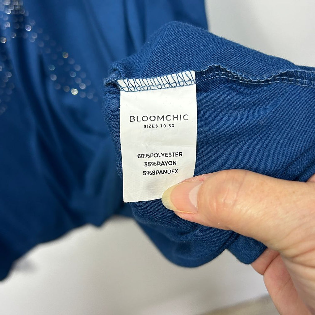 Bloomchic Blue Plus Size Embellished Star Top - Size 34