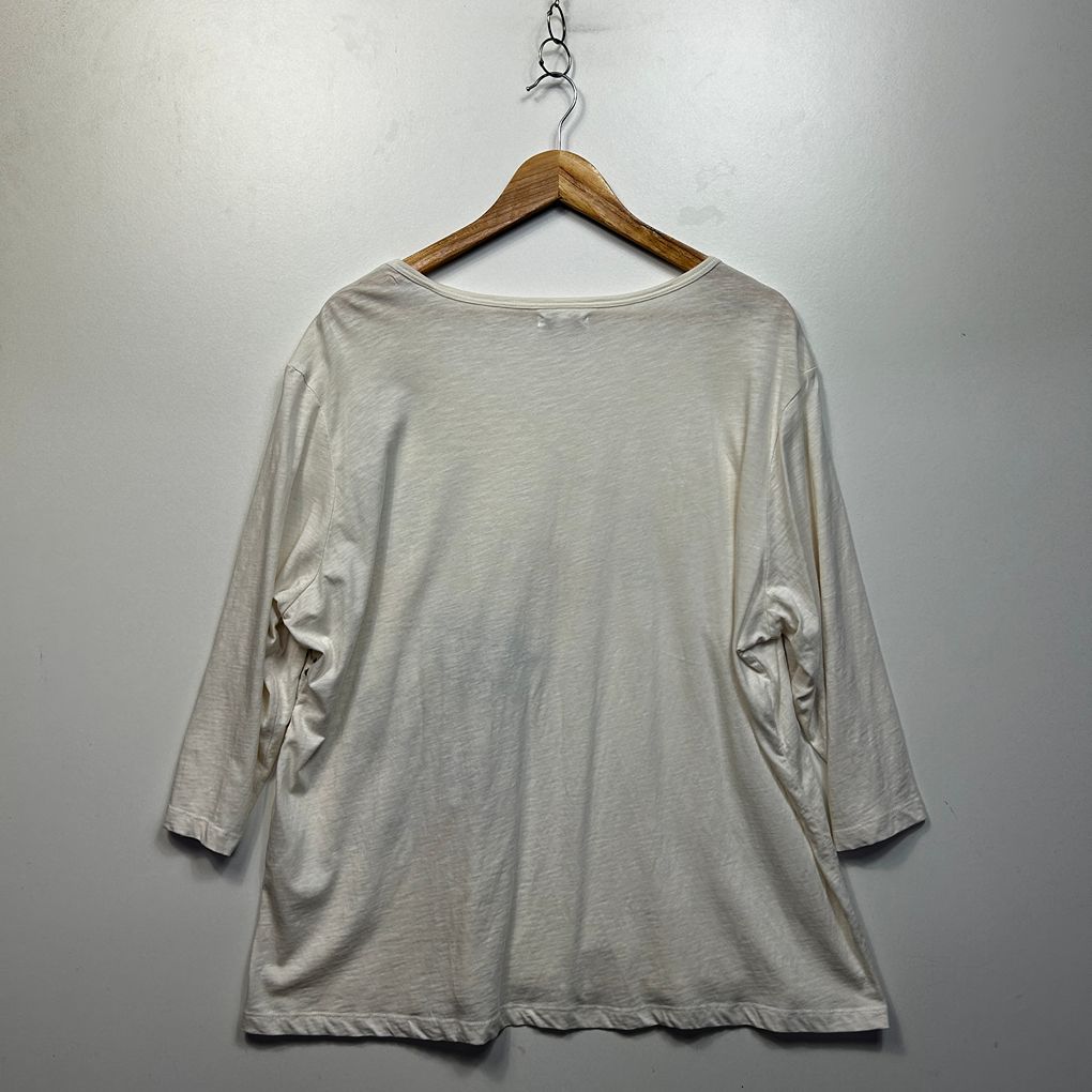 Damart White Plus Size Embellished Cotton Top - Size 22