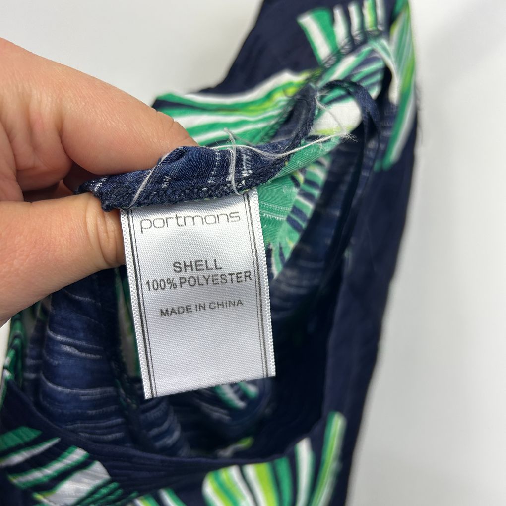 Portmans Navy Green Print Skirt - Size 14?