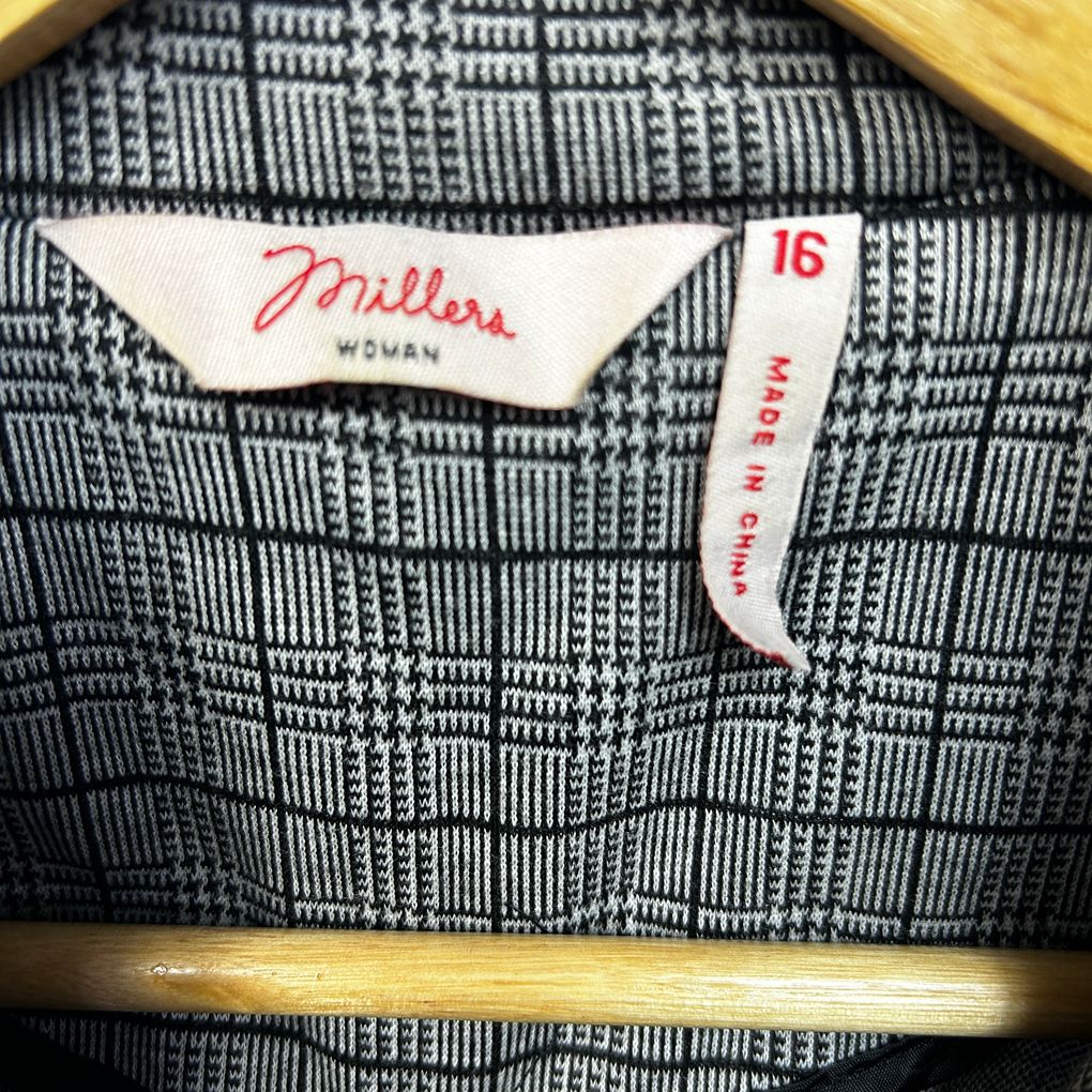 Millers Grey Check Blazer - Size 16
