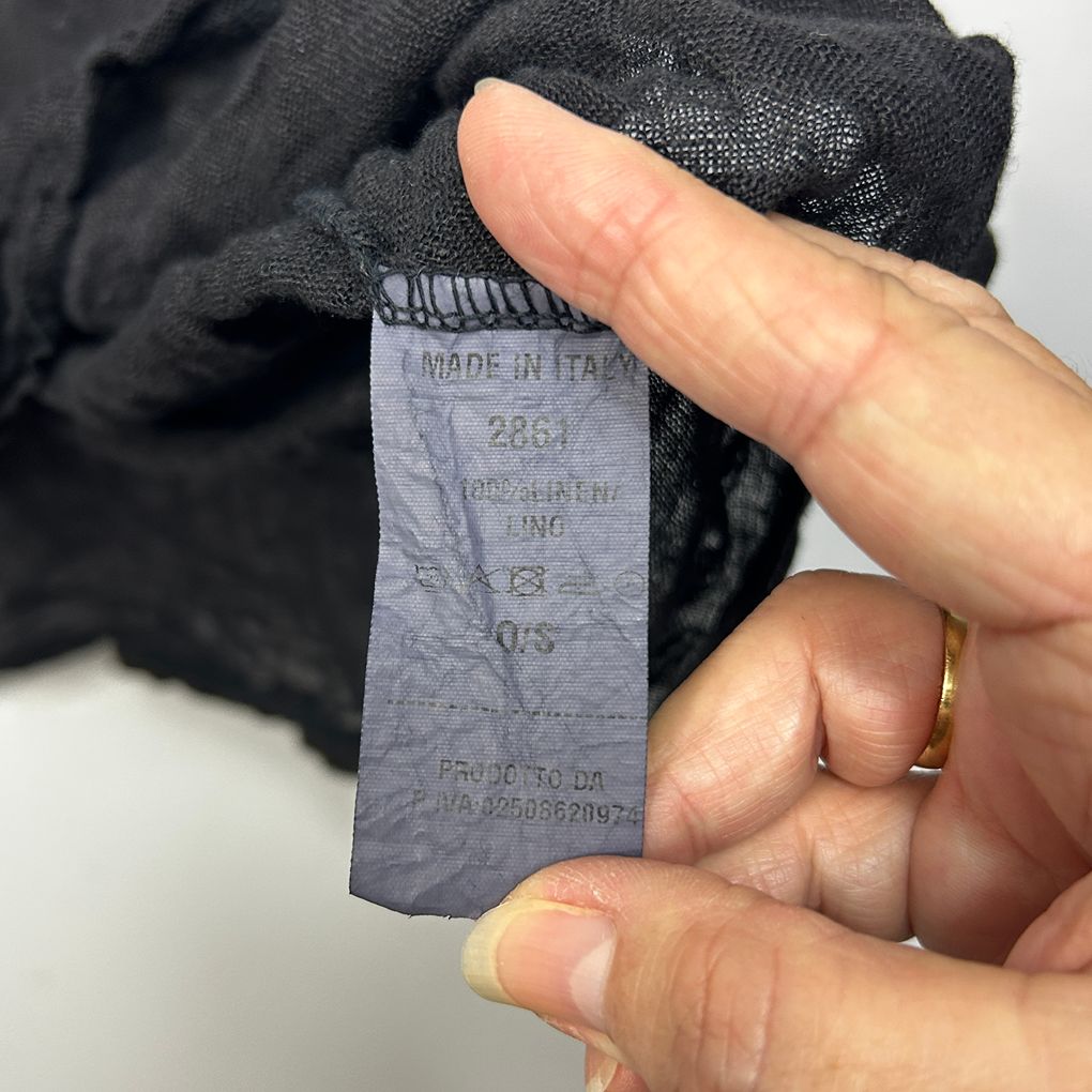 Donna Donna Made in Italy Black Linen Crop Top - One Size