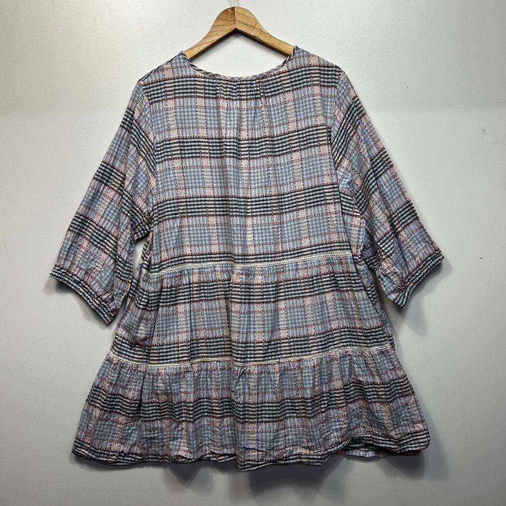 Virtuelle Blue Check Cotton Top - Size 24