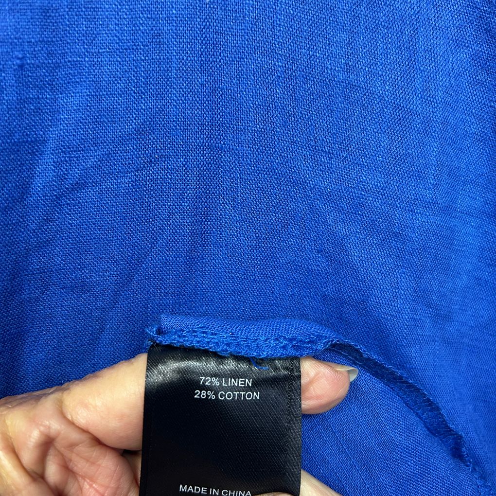 Taking Shape Blue French Linen Dress - Size 22