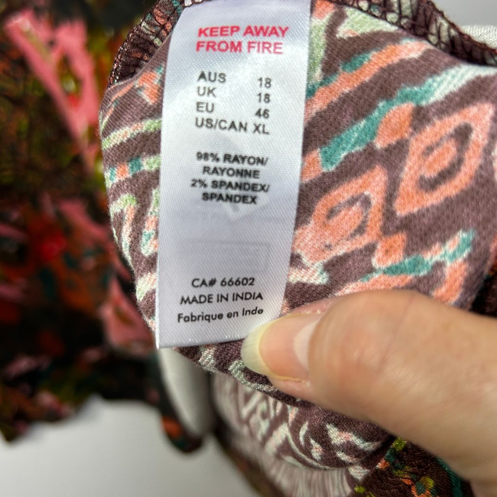 Orientique Multicoloured Print Dress/Longline Tunic Top - Size 18
