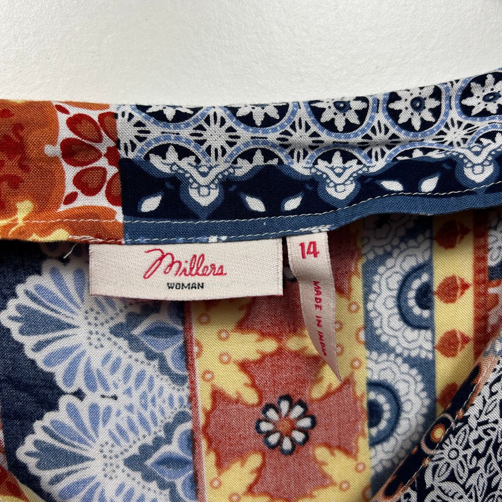 Millers Multicoloured Patchwork Dress - Size 14