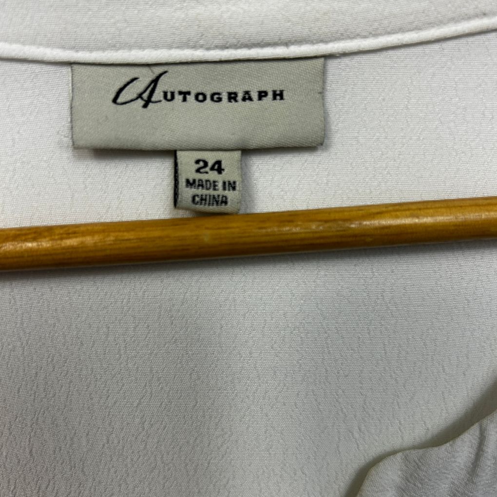 Autograph White Sheer Long Sleeve Top - Size 24