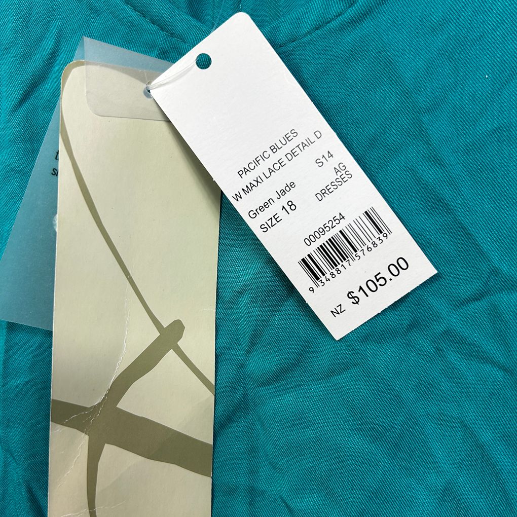 Autograph Teal Crochet Trim Maxi Sleeveless Dress - Size 18