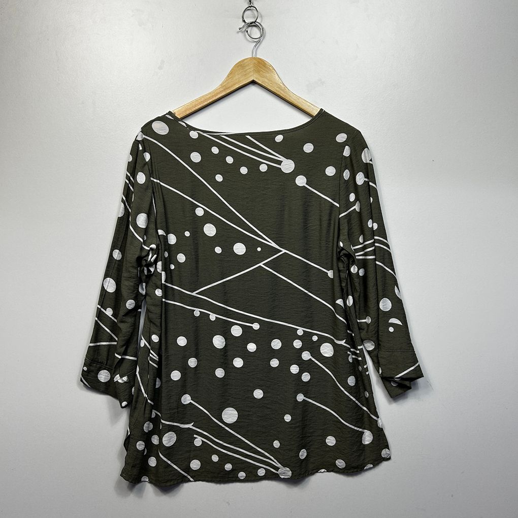 Noni B Olive Spot Print Top - Size 14