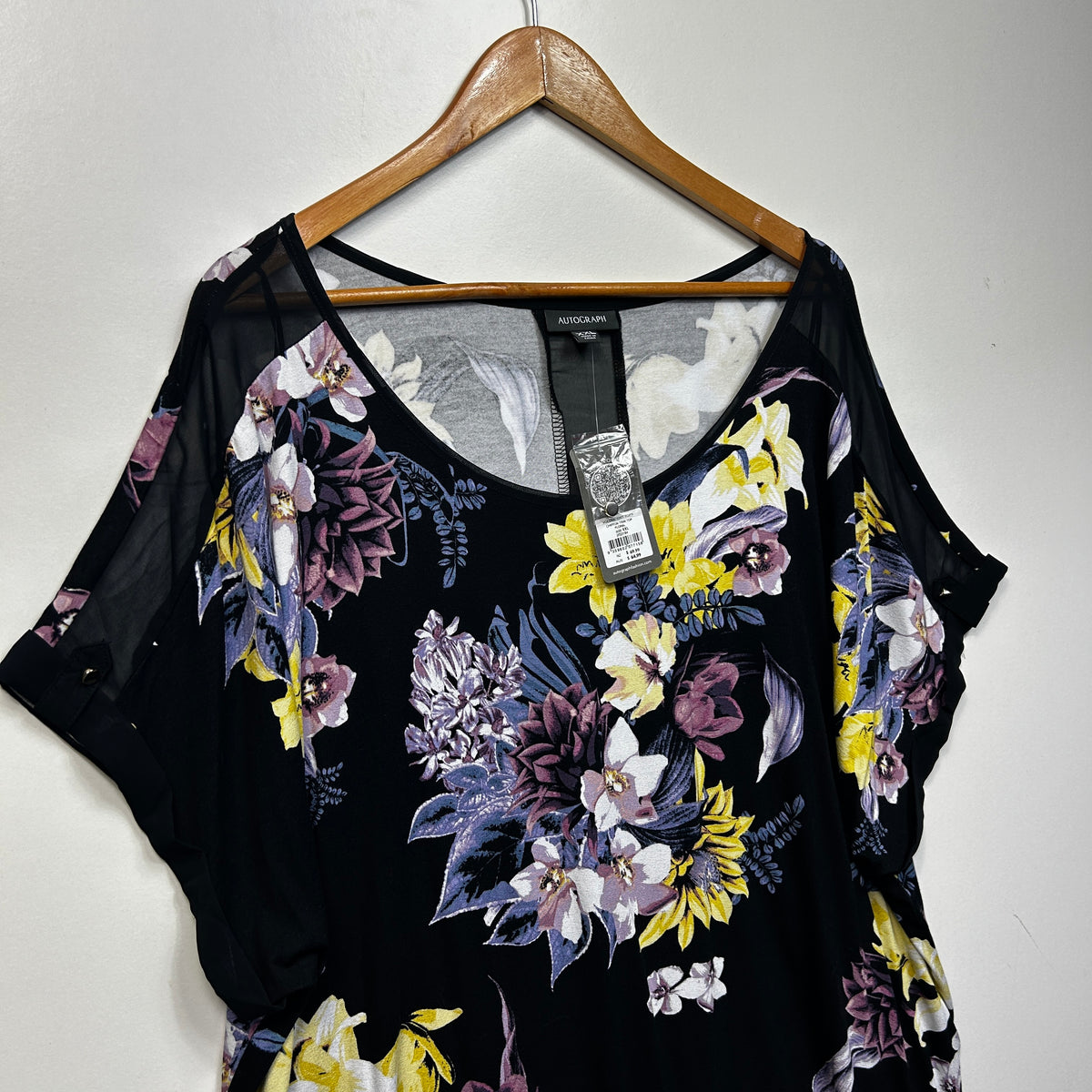 Autograph Black Floral Plus Size Top - Size 2XL/24
