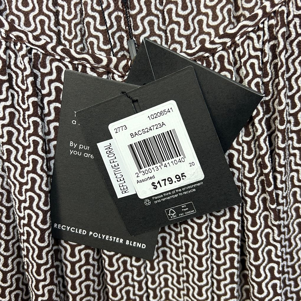 Basque Chocolate Geometric Print Dress - Size 20