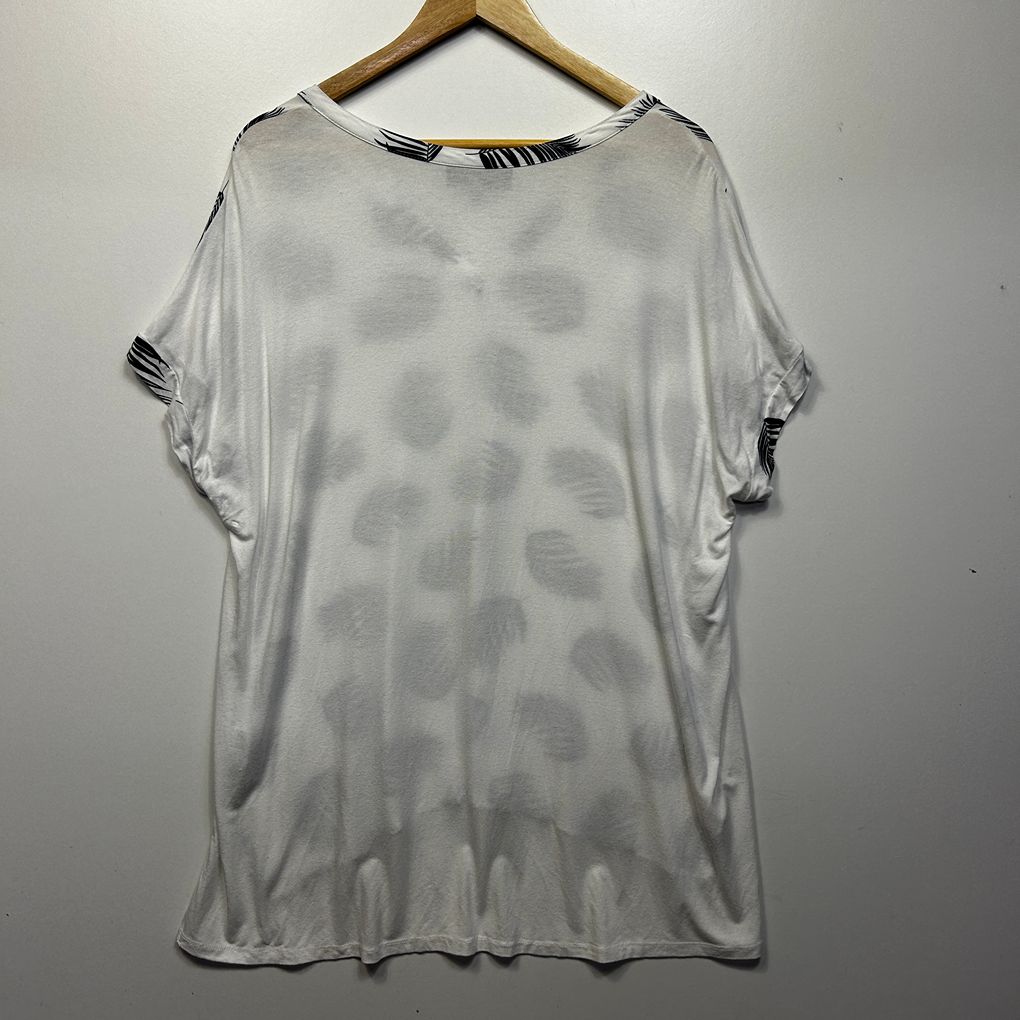 Autograph White and Black Print Top - Size 14