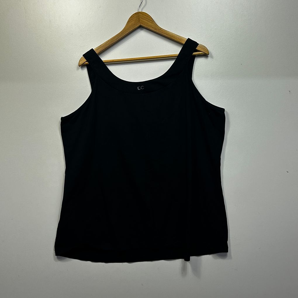 City Chic Black Cotton Cami Top - Size 24/XXL