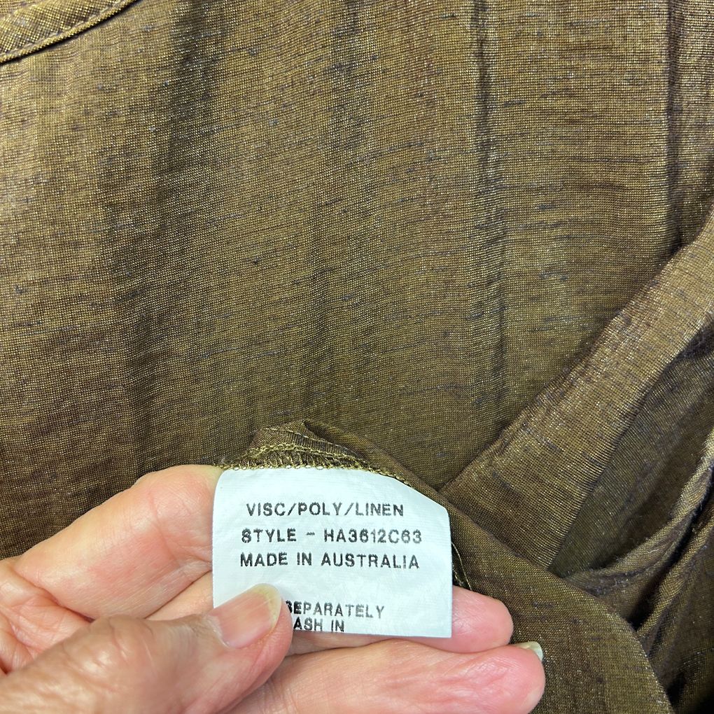 Mirrorswoman Brown Sleeveless Linen Tunic Top - Size 22