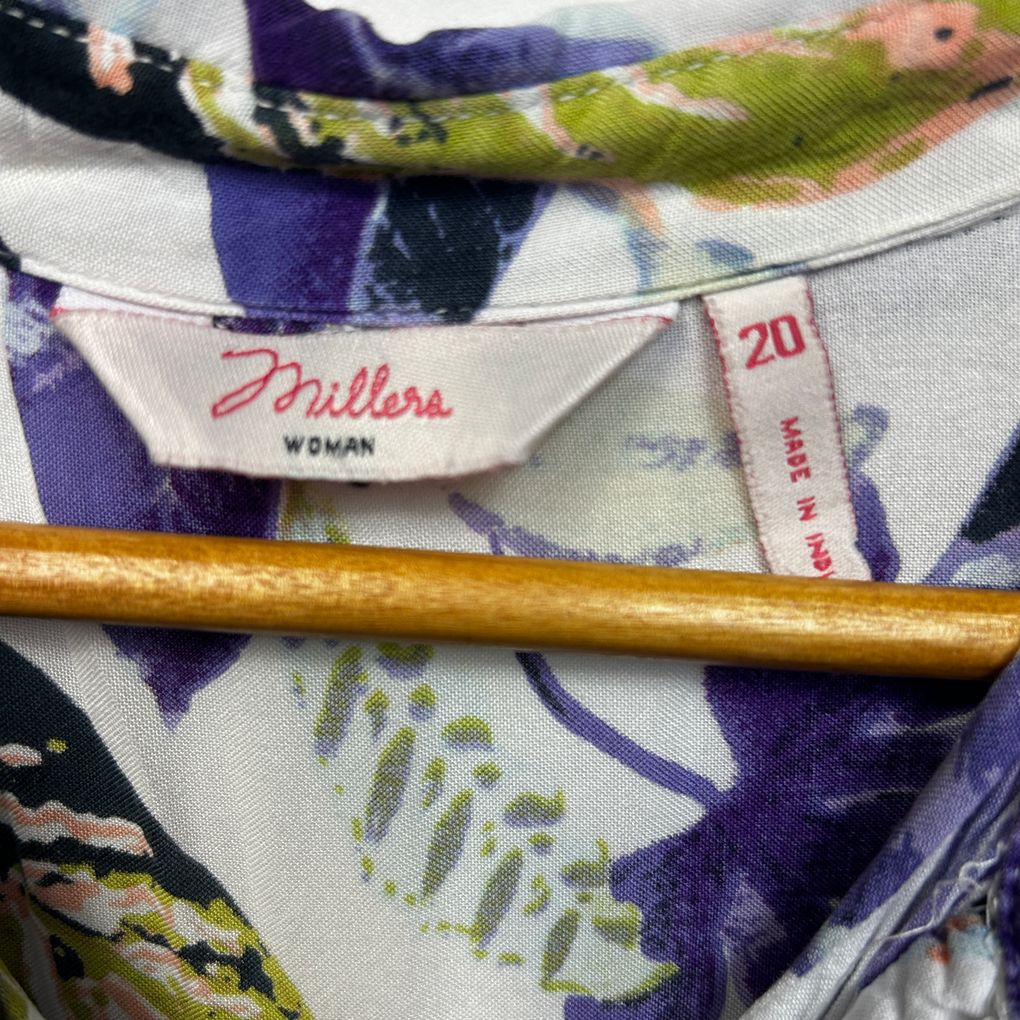 Millers White Leaf Print Sleeveless Top - Size 20