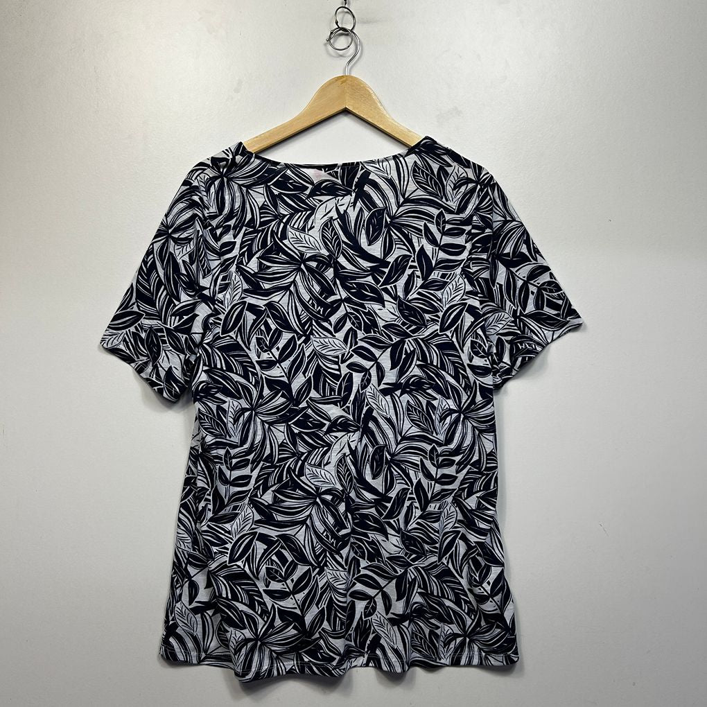 Millers Navy Plus Size Leaf Print Top - Size 20