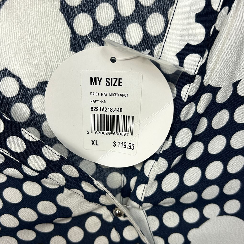 My Size Navy Plus Size Polka Dot Top - Size XL/22 RRP $112
