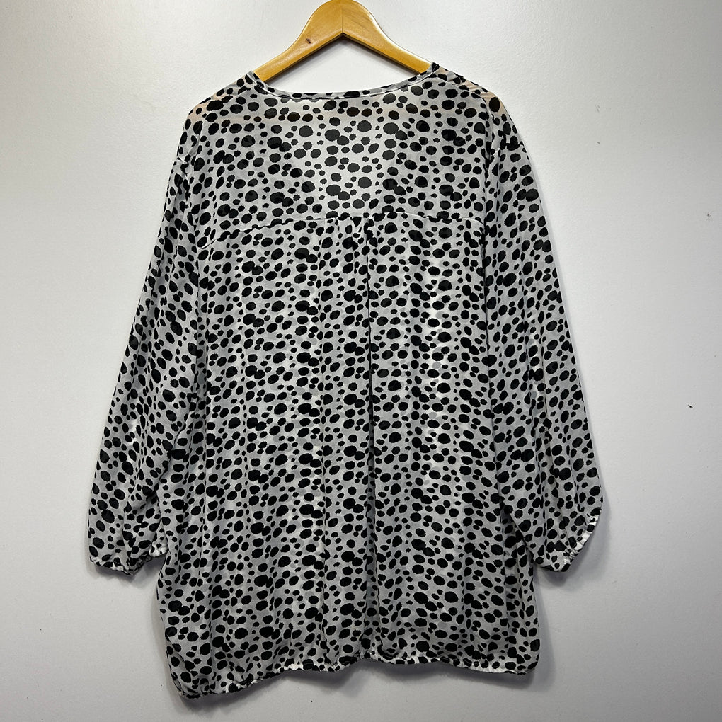 Avella Black Spot Print Top - Size 28