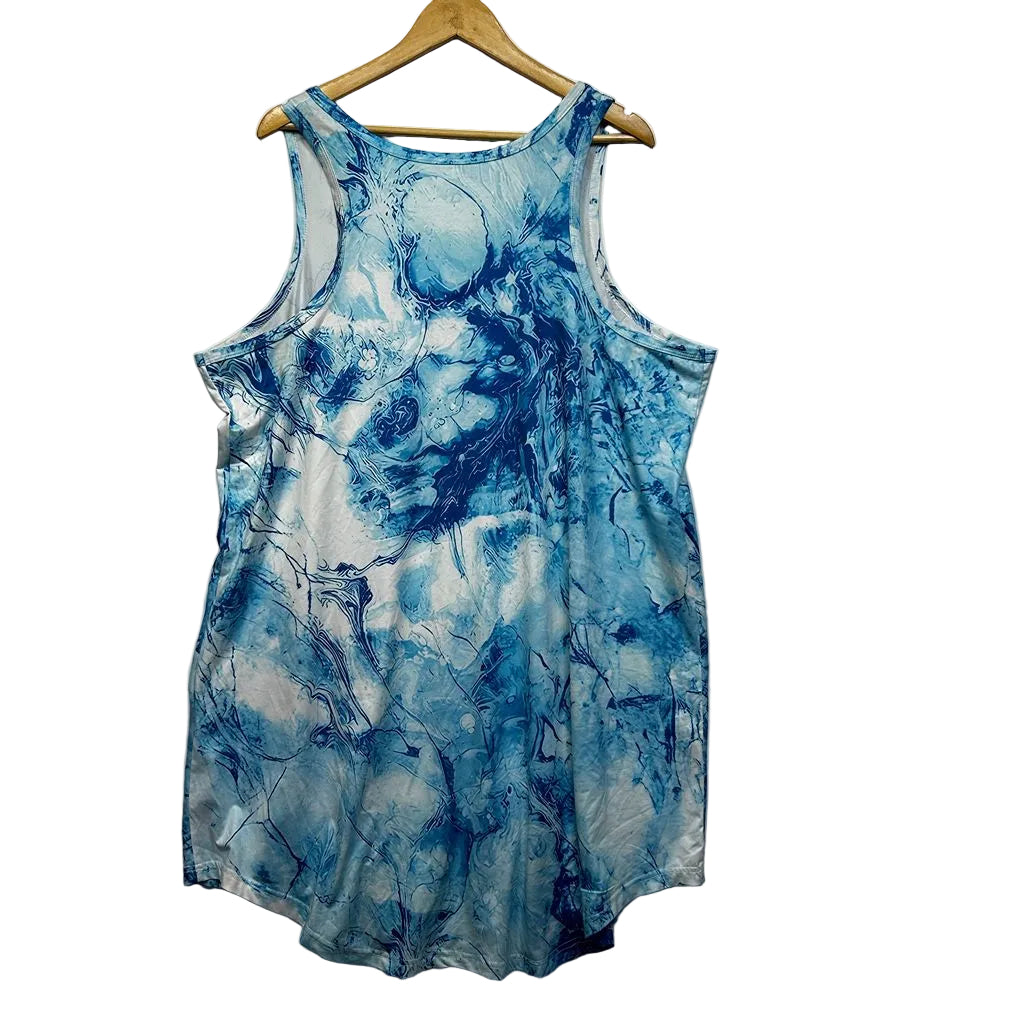 Blue Tie Dye Sleeveless Dress - Size 5XL